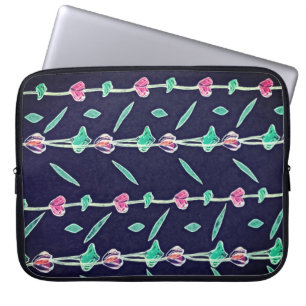 Striped flowers laptop sleeve