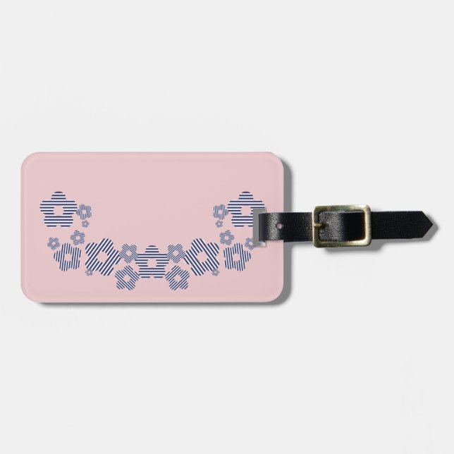 Striped Flowers Luggage Tag (Front Horizontal)