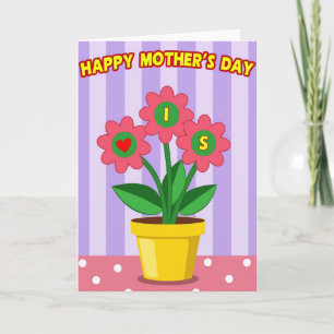 Striped Flowers Mothers Loving Card