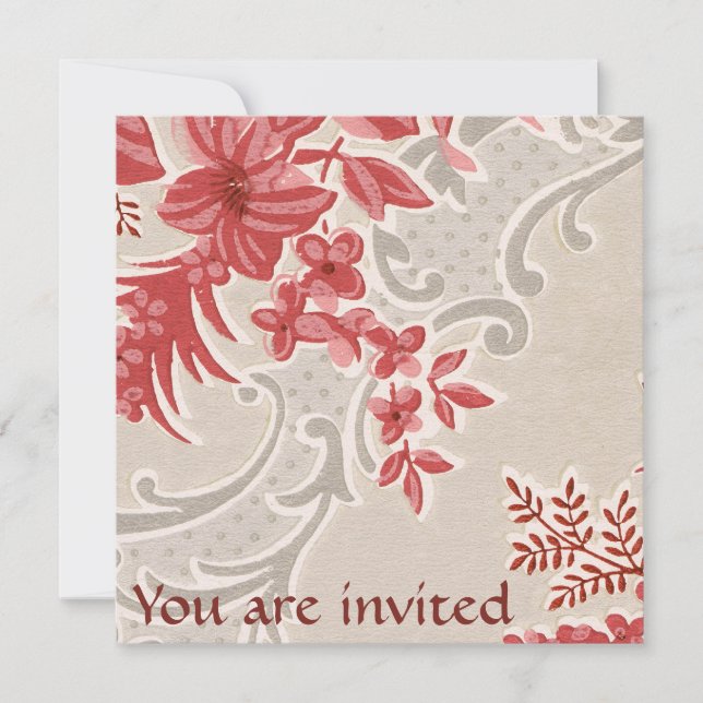 Striped Flowers Vintage Wallpaper Invitation (Front)