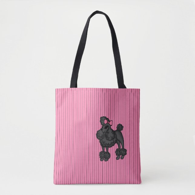 Striped French Poodle Tote Bag (Front)
