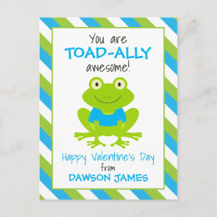 Striped Frog Toad Personalised Valentine's Cards