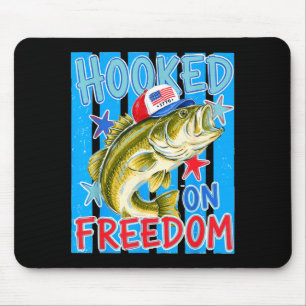 Striped funny 4th of july bass fishing hooked on mouse pad