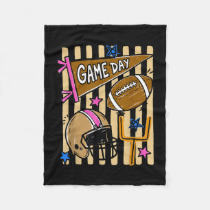 Striped funny fall football season game day cute fleece blanket