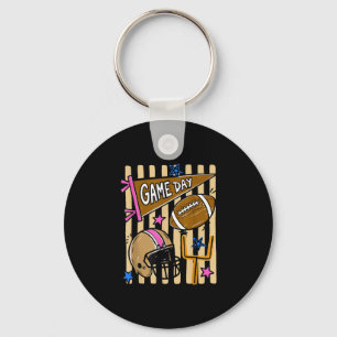 Striped funny fall football season game day cute key ring