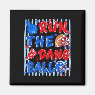 Striped funny football season game day run the magnet