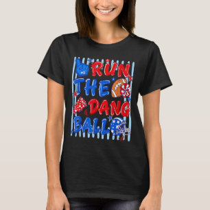 Striped funny football season game day run the T-Shirt