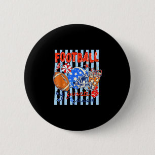 Striped funny game day sports football is favourit 6 cm round badge