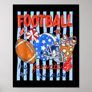 Striped funny game day sports football is favourit poster