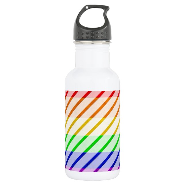 Striped Gay Pride Flag 532 Ml Water Bottle (Front)