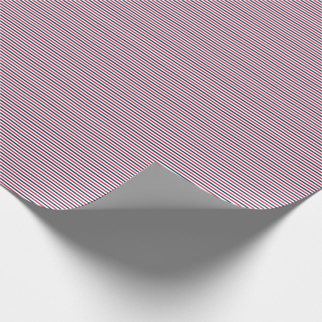 Striped Gift Wrapping Paper-Red-White-Blue-06 Paper (Corner)