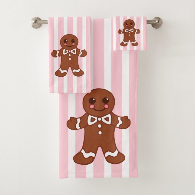 Striped Gingerbread Bath Towel Set (Insitu)