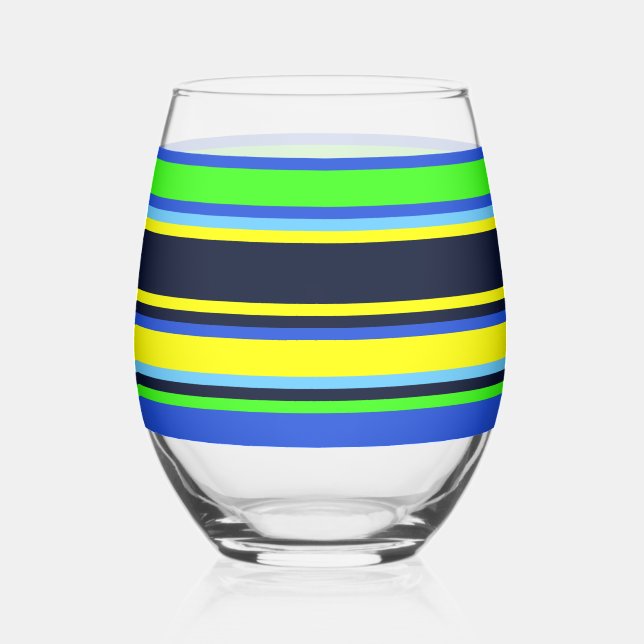 Striped Glass – Blue, Lime, & Yellow (Front)
