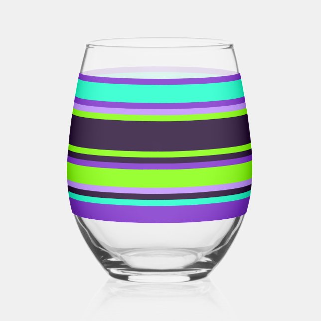 Striped Glass – Purple, Aqua, & Chartreuse (Front)