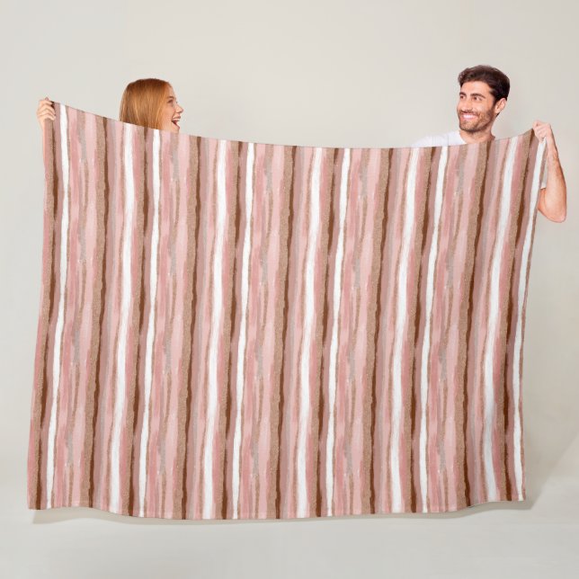 Striped Gold Glitter Pink Fleece Blanket (In Situ)