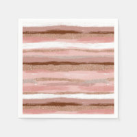 Striped Gold Glitter Pink Napkins