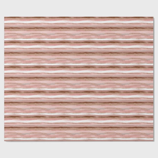 Striped Gold Glitter Pink Wrapping Paper Roll (Flat)