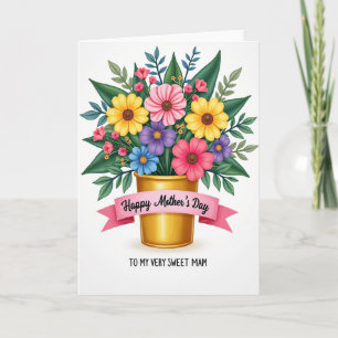 Striped Golden Pot Bouquet Card