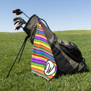 Striped Golfing Accessories Personalised Colourful Golf Towel