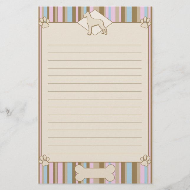 Striped Great Dane Stationery (Front)