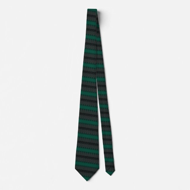 Striped Green and Black Neck Tie - Choose Colours (Front)