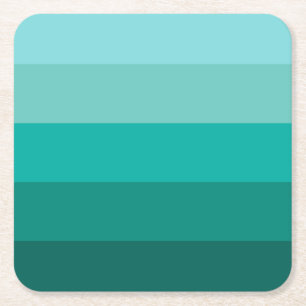 Striped Green Colours Square Paper Coaster