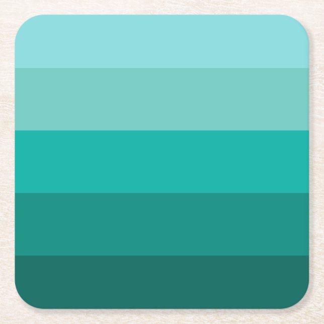 Striped Green Colours  Square Paper Coaster (Front)