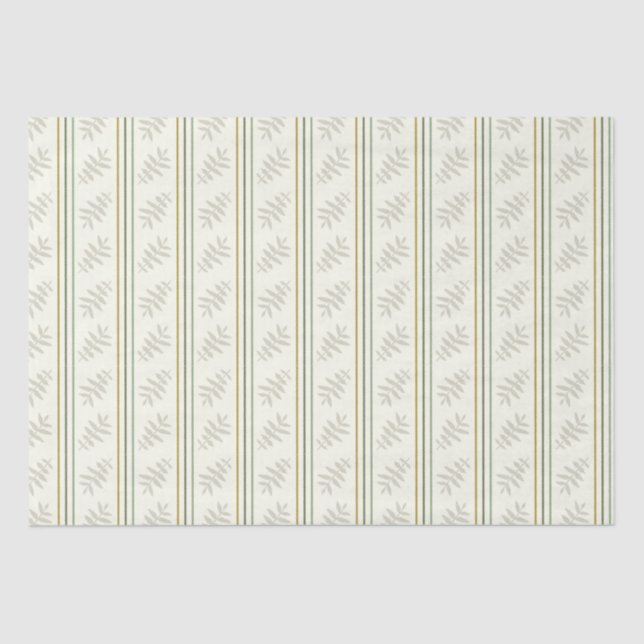 Striped Green Fern Tissue Paper (Front)