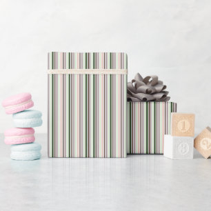Striped Green Peach Taupe Brown Wrapping Paper