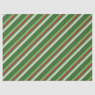 Striped Green, Red and White Christmas Tissue Paper