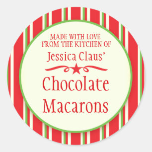 Striped green red cookie swap baking gift stickers