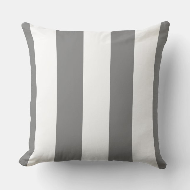 Striped Grey and White Indoor Cushion (Front)