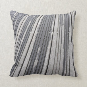 Striped grey/brown photo cushion