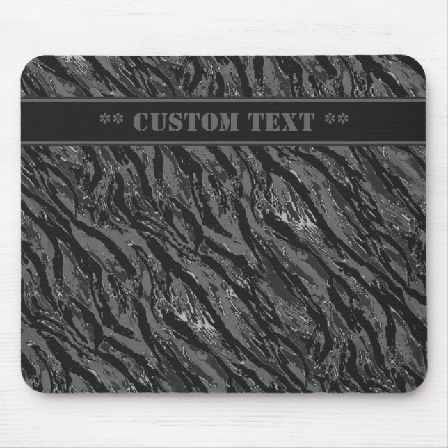 Striped Grey Camo Mousepad w/ Custom Lettering (Front)