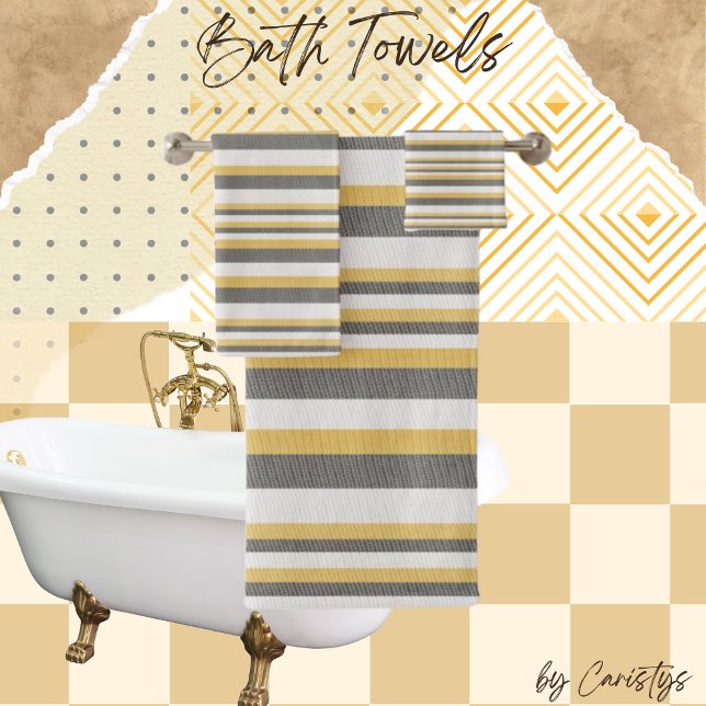 Striped Grey, Cream, Yellow Towel (Creator Uploaded)