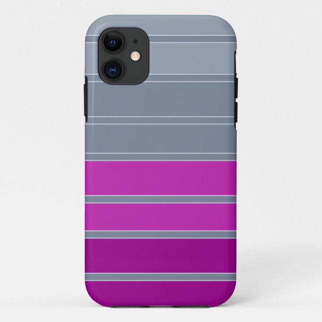 Striped grey purple fashion pattern  Case-Mate iPhone case (Back)