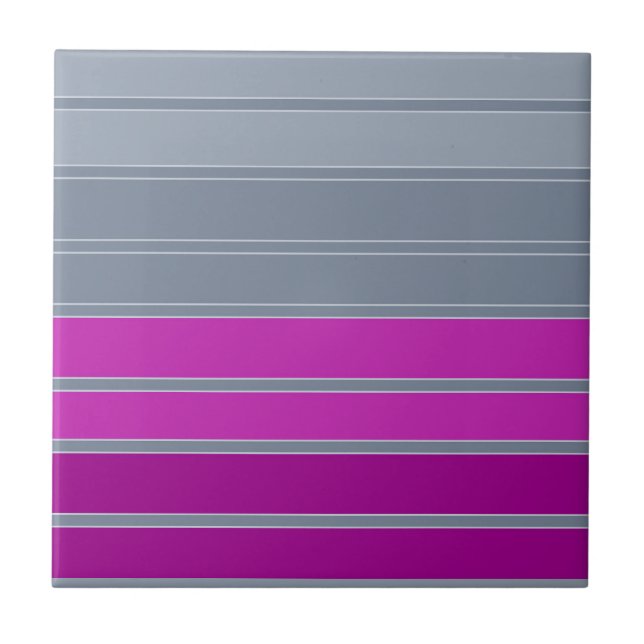 Striped grey purple fashion pattern  ceramic tile (Front)