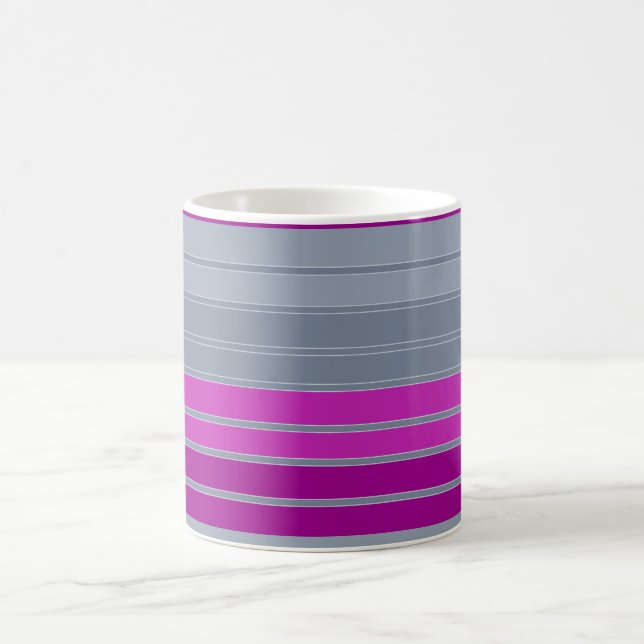 Striped grey purple fashion pattern  coffee mug (Center)