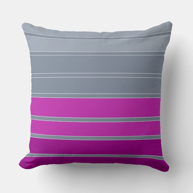 Striped grey purple fashion pattern cushion (Front)