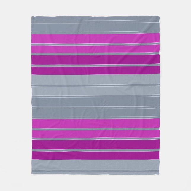 Striped grey purple fashion pattern fleece blanket (Front)