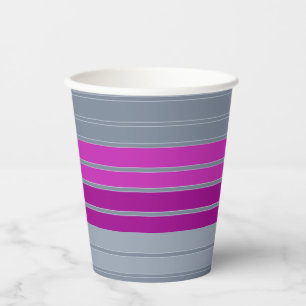 Striped grey purple fashion pattern paper cups