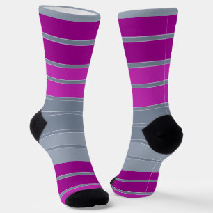 Striped grey purple fashion pattern socks