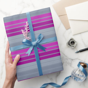 Striped grey purple fashion pattern wrapping paper