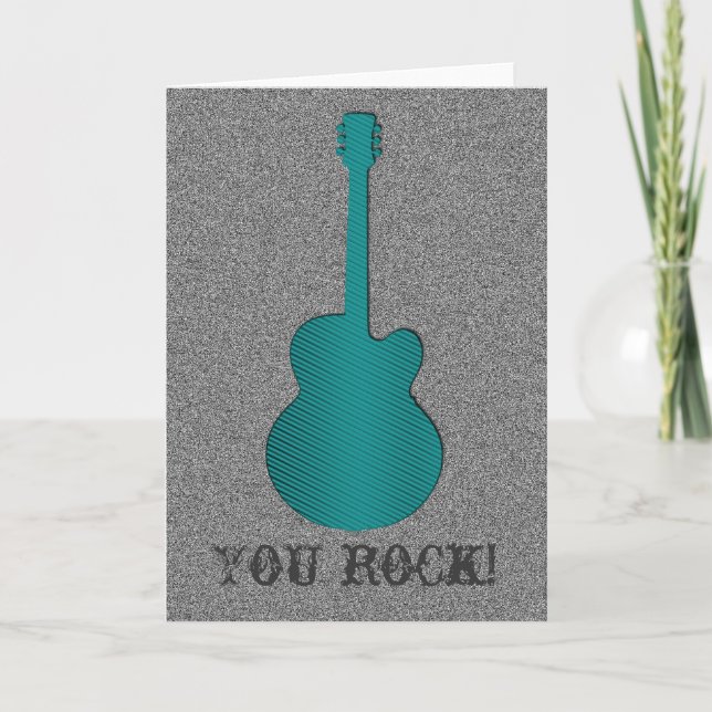 Striped Guitar Greeting Card, Turquoise Card (Front)
