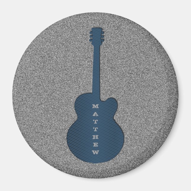Striped Guitar Magnet, Dark Blue Magnet (Front)