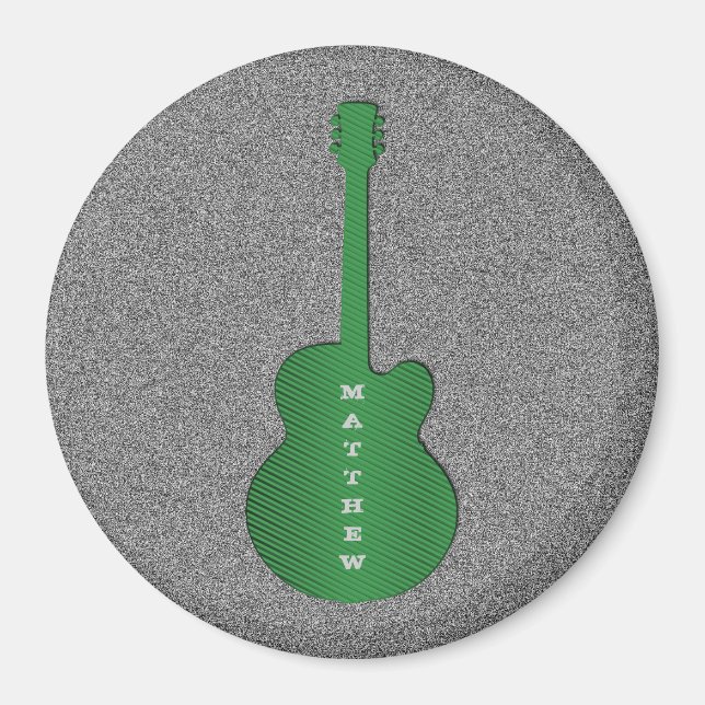 Striped Guitar Magnet, Green Magnet (Front)