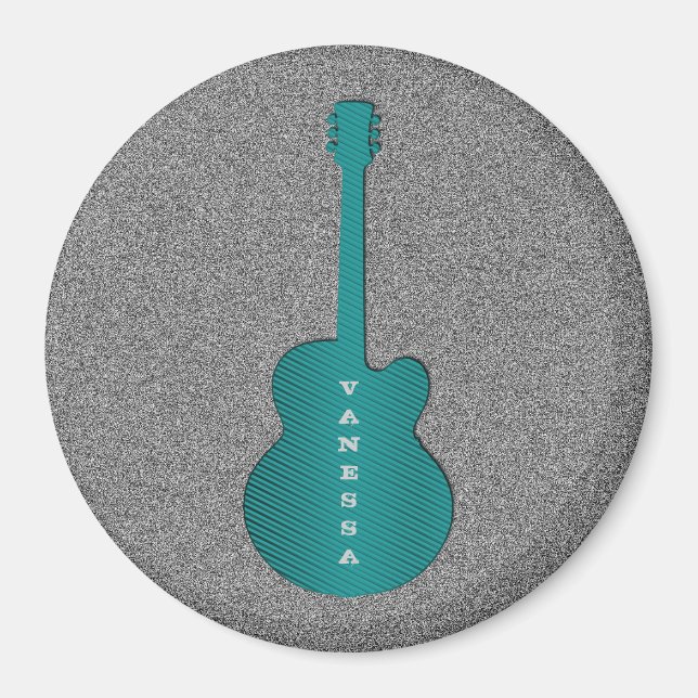 Striped Guitar Magnet, Turquoise Magnet (Front)