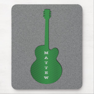 Striped Guitar Mousepad, Green Mouse Pad