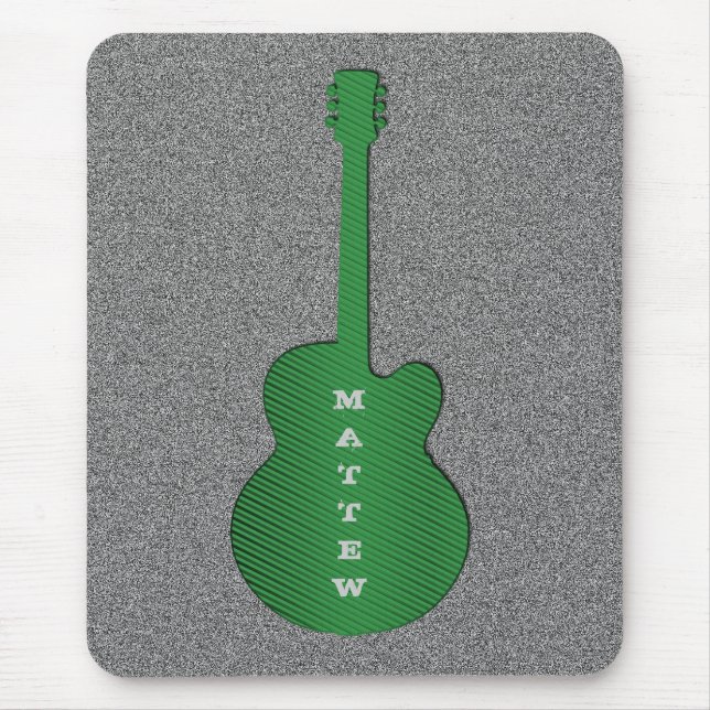 Striped Guitar Mousepad, Green Mouse Pad (Front)