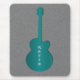 Striped Guitar Mousepad, Turquoise Mouse Pad